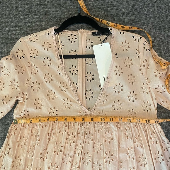 Zara TRF Collection Blush Pink Eyelet Empire Waist Babydoll Spring Romper Dress - Picture 7 of 9